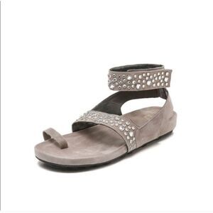 Stuart Weitzman Glowsoltice Gray Suede Crystal Sandals Shoes Size 7 M